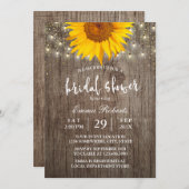 Invitation Sunflower Rustic Bois String Fête des mariées (Devant / Derrière)