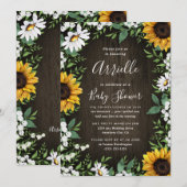 Invitation Sunflower Rustic Country Floral Baby shower d'auto (Devant / Derrière)