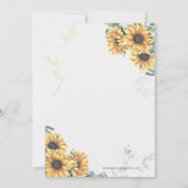 Invitation Sunflower Rustic Fête des mariées géométrique or (Dos)