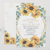 Invitation Sunflower Rustic Fête des mariées géométrique or (Devant / Derrière)