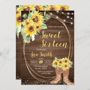 Invitation Sunflower Rustic String Light Anniversaire