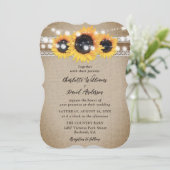 Invitation Sunflower Rustic Vintage Burlap Lace Wedding (Debout devant)