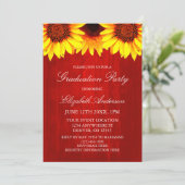 Invitation Sunflower Rustic Wood Graduation Party (Debout devant)
