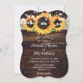 Invitation Sunflower Rustic Wood String Mariage (Devant)