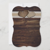 Invitation Sunflower Rustic Wood String Mariage (Dos)