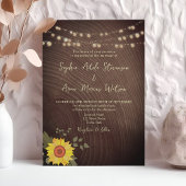 Invitation Sunflower Rustic Wood String Mariage