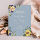 Invitation Sunflower Rustique Dusty Mariage QR Code