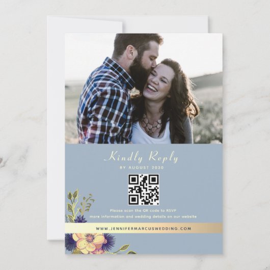 Invitation Sunflower Rustique Dusty Mariage QR Code (Dos)