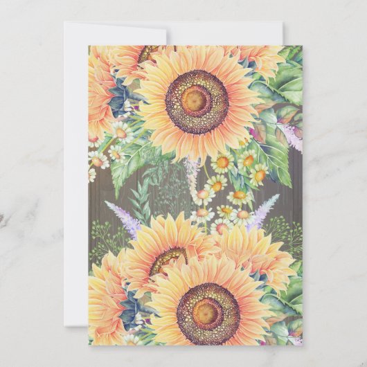 Invitation Sunflower Rustique String Lights Bois fête d'anniv (Dos)