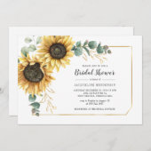 Invitation Sunflower Script Eucalyptus Fête des mariées flora (Devant / Derrière)