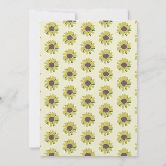 Invitation Sunflower Script Vert Jaune Rustique Mariage (Dos)