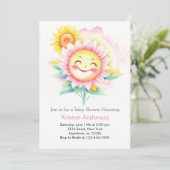 Invitation Sunflower Serenade Boho Baby shower fille (Debout devant)
