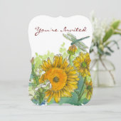 Invitation Sunflower Snapdragons Fleurs 60e fête d'anniversai (Debout devant)