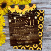 Invitation Sunflower String Lights 21e anniversaire fêté Invi