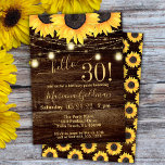 Invitation Sunflower String Lights 30e fête d'anniversaire<br><div class="desc">Tournesol fête de 30e anniversaire 'bonjour 30!' avec lumières de bocal de mason et belle impression que vous pouvez customiser avec toutes les informations de votre fête d'anniversaire. avec lumières de bocal de mason et belle impression que vous pouvez customiser avec toutes les informations de votre fête d'anniversaire.</div>