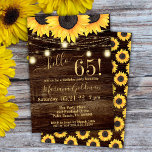 Invitation Sunflower String Lights 65e anniversaire Invit<br><div class="desc">Tournesol 65e anniversaire "bonjour 65!" avec lumières de mâchoire et belle impression que vous pouvez customiser avec toutes les informations de votre fête d'anniversaire. avec lumières de mâchoire et belle impression que vous pouvez customiser avec toutes les informations de votre fête d'anniversaire.</div>