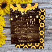 Invitation Sunflower String Lights 75th Birthday Party Invit
