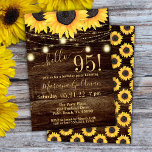 Invitation Sunflower String Lights 95th Birthday Party Invit<br><div class="desc">Sunflower fête 95e anniversaire 'Bonjour 95!' avec lumières de mâchoires et belle impression que vous pouvez customiser avec toutes les informations de votre fête d'anniversaire. avec lumières de mâchoires et belle impression que vous pouvez customiser avec toutes les informations de votre fête d'anniversaire.</div>