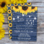 Invitation Sunflower String Lights Blue 55th Birthday Party<br><div class="desc">Sunflower blue fête de 55e anniversaire 'bonjour 55!' avec lumières de mâchoires et belle impression que vous pouvez customiser avec toutes les informations de votre fête d'anniversaire. avec lumières de mâchoire et belle impression que vous pouvez customiser avec toutes les informations de votre fête d'anniversaire.</div>