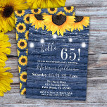 Invitation Sunflower String Lights Blue 65e fête d'anniversai<br><div class="desc">Sunflower bleu 65e anniversaire "bonjour 65!" avec lumières de mâchoire et belle impression que vous pouvez customiser avec toutes les informations de votre fête d'anniversaire. avec lumières de mâchoire et belle impression que vous pouvez customiser avec toutes les informations de votre fête d'anniversaire.</div>