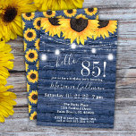 Invitation Sunflower String Lights Blue 85th Birthday Party<br><div class="desc">Sunflower blue fête de 85e anniversaire 'bonjour 85!' avec lumières de mâchoires et belle impression que vous pouvez customiser avec toutes les informations de votre fête d'anniversaire. avec lumières de mâchoire et belle impression que vous pouvez customiser avec toutes les informations de votre fête d'anniversaire.</div>