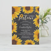 Invitation Sunflower Sweet 16 tableau de bord d'anniversaire (Debout devant)