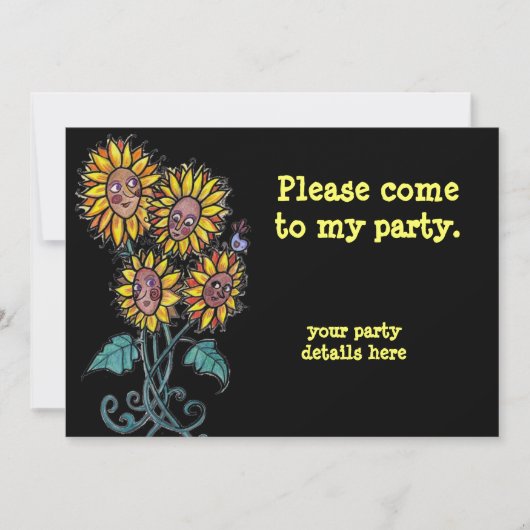 Invitation Sunflower Ukrainian Folk Art. (Devant)