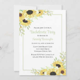 Invitation Sunflower Watercolor Florale Bachelorette Party