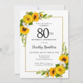 Invitation Sunflower White Daisy 80e anniversaire Surprise (Devant)