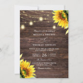 Invitation Sunflower Wood & Mason Jar Budget QR Code Wedding (Devant)