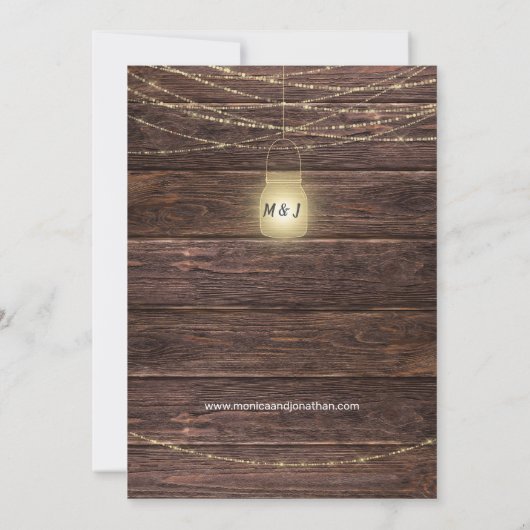 Invitation Sunflower Wood & Mason Jar String Mariage (Dos)