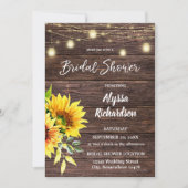 Invitation Sunflower Wood & String Lights Fête des mariées (Devant)