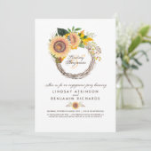 Invitation Sunflower Wreath Russe Fall Engagement Party (Debout devant)