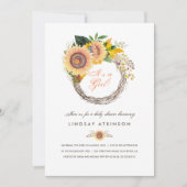Invitation Sunflower Wreath Rustic Fall Baby shower (Devant)