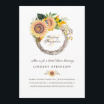 Invitation Sunflower Wreath Rustic Fall Fête des mariées<br><div class="desc">Élégant tournesol courre rustique automne nuptiale invitation à la douche</div>