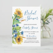 Invitation Sunflower Yellow Blue Floral Fall Bridal Shower (Debout devant)