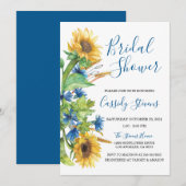 Invitation Sunflower Yellow Blue Floral Fall Bridal Shower (Devant / Derrière)