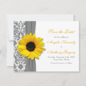 Invitation Sunflower Yellow Grey Mariage damassé Enregistrer (Devant)