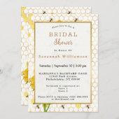 Invitation Sunflower Yellow Honeycomb Bees Gold Fête des mari (Devant / Derrière)