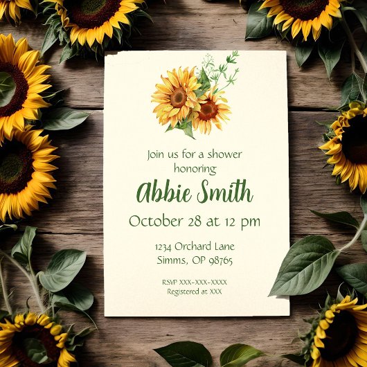 Invitation Sunflower Yellow Shower