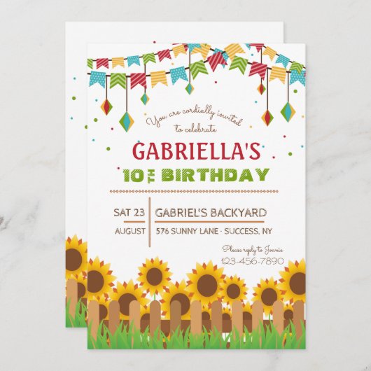 Invitation Sunflowers (Devant / Derrière)