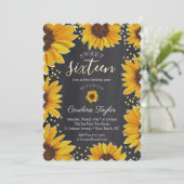 Invitation Sunflowers 16th Birthday Chalkboard (Debout devant)