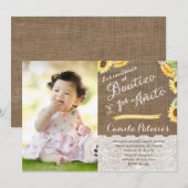 Invitation Sunflowers 1er Anniversaire Baptême | Cumple Bauti (Devant / Derrière)