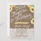 Invitation Sunflowers 1er Anniversaire Baptême pour petite fi (Devant)