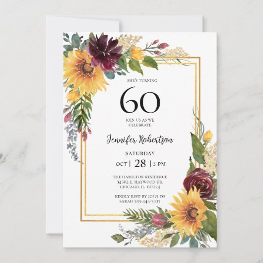 Invitation Sunflowers 60e anniversaire (Devant)