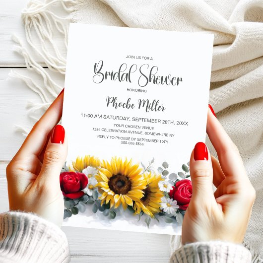 Invitation Sunflowers and Roses Bridal Shower
