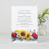 Invitation Sunflowers and Roses Floral Wedding (Debout devant)