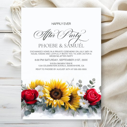 Invitation Sunflowers and Roses Wedding After Party