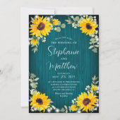 Invitation Sunflowers Baby Lumières de respiration Turquoise  (Devant)