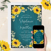 Invitation Sunflowers Baby Lumières de respiration Turquoise 